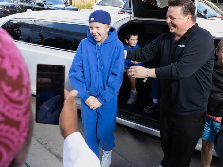 Sophia Forchas exiting hospital in limousine motorcade in Minneapolis following church shooting recovery