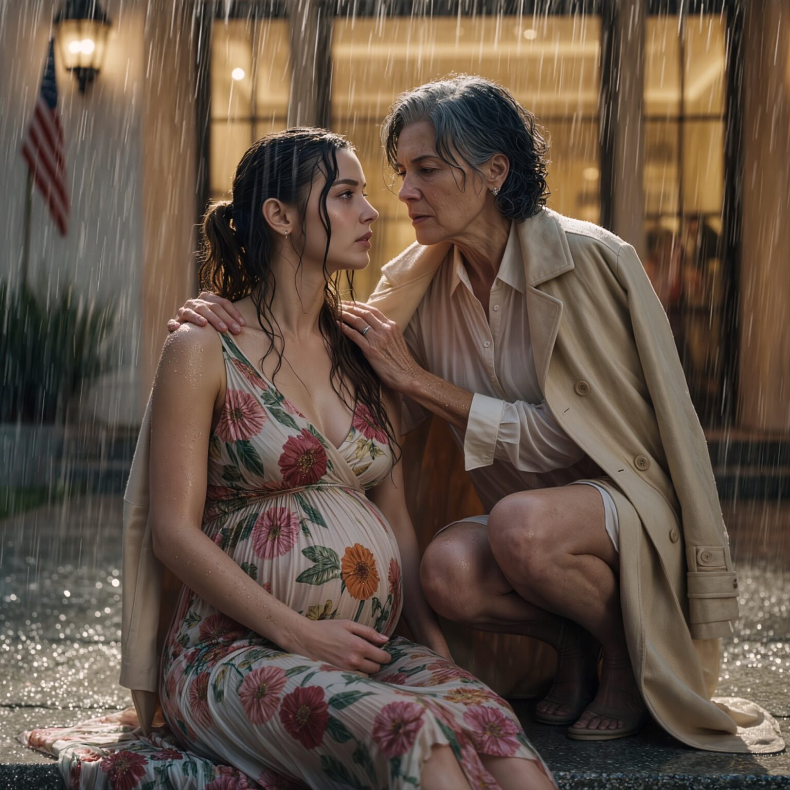 At 8:00 That Night I Saw My Pregnant Daughter Kneeling in the California Rain — Inside, Her Husband and His Family Were Still Laughing and Chatting