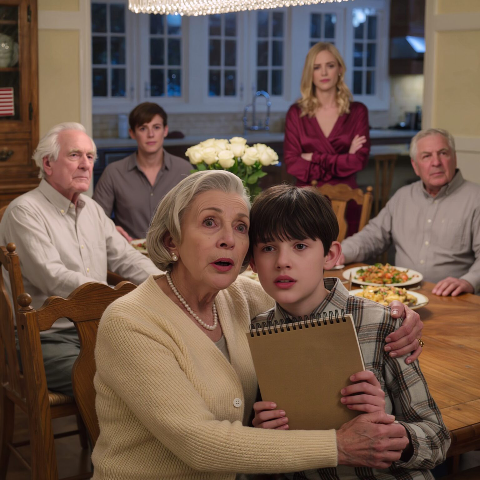 I Invited the Whole Family to Dinner to Talk About the Inheritance — My Daughter-in-Law Was Smiling a Little Too Brightly, Then Out of Nowhere My Grandson Hugged Me Tight and Whispered, “Gran…”