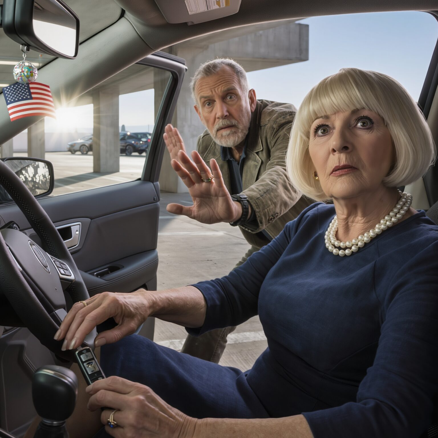 A Homeless Man Ran Up to My Car and Yelled, “Ma’am, Don’t Start It” — My Daughter-in-Law and I Walked into My Husband’s Final Meeting Already Holding My Husband’s Hand…