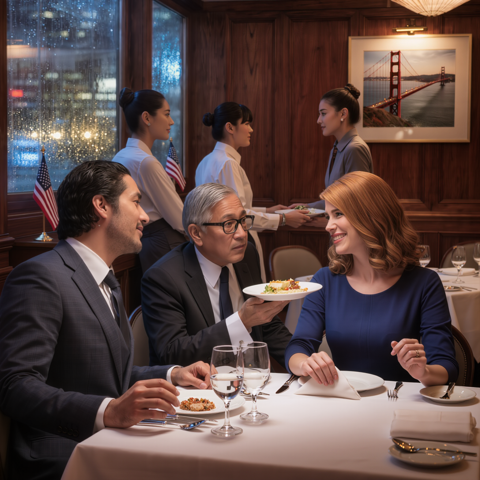 My Husband Invited Me to a High-Stakes Business Dinner With a Visiting Japanese Partner — I Showed Up in My Navy Dress, Smiling Like the “Harmless Accessory” He Thought I Was… Until What David Did Left the Table Silent.