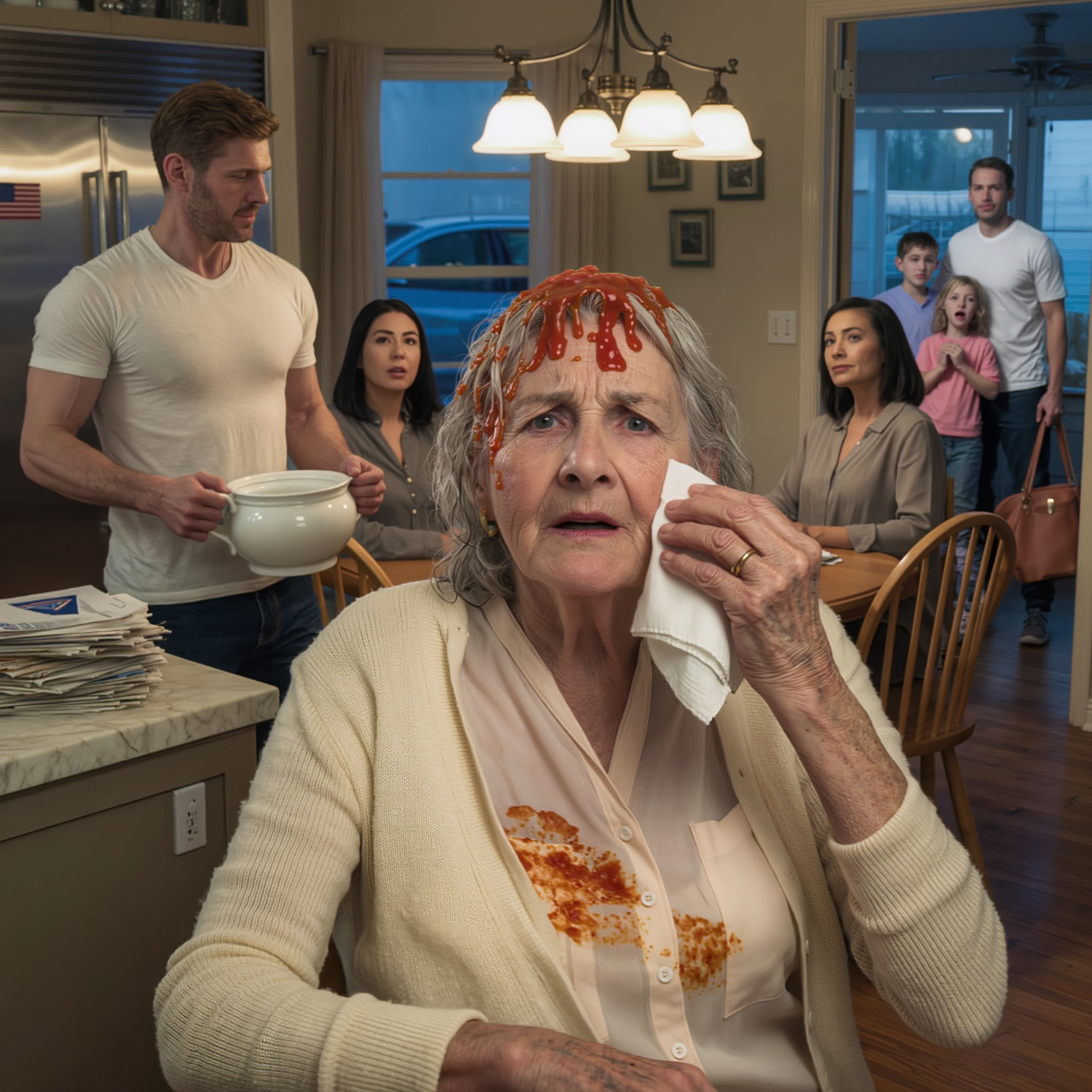 My Son Dumped Soup Over My Head Just Because I Asked for a Second Helping — I Quietly Wiped My Face, Swallowed My Tears, and Walked Out. The Next Morning, He Panicked When His Bank Account Was Suddenly $0.00