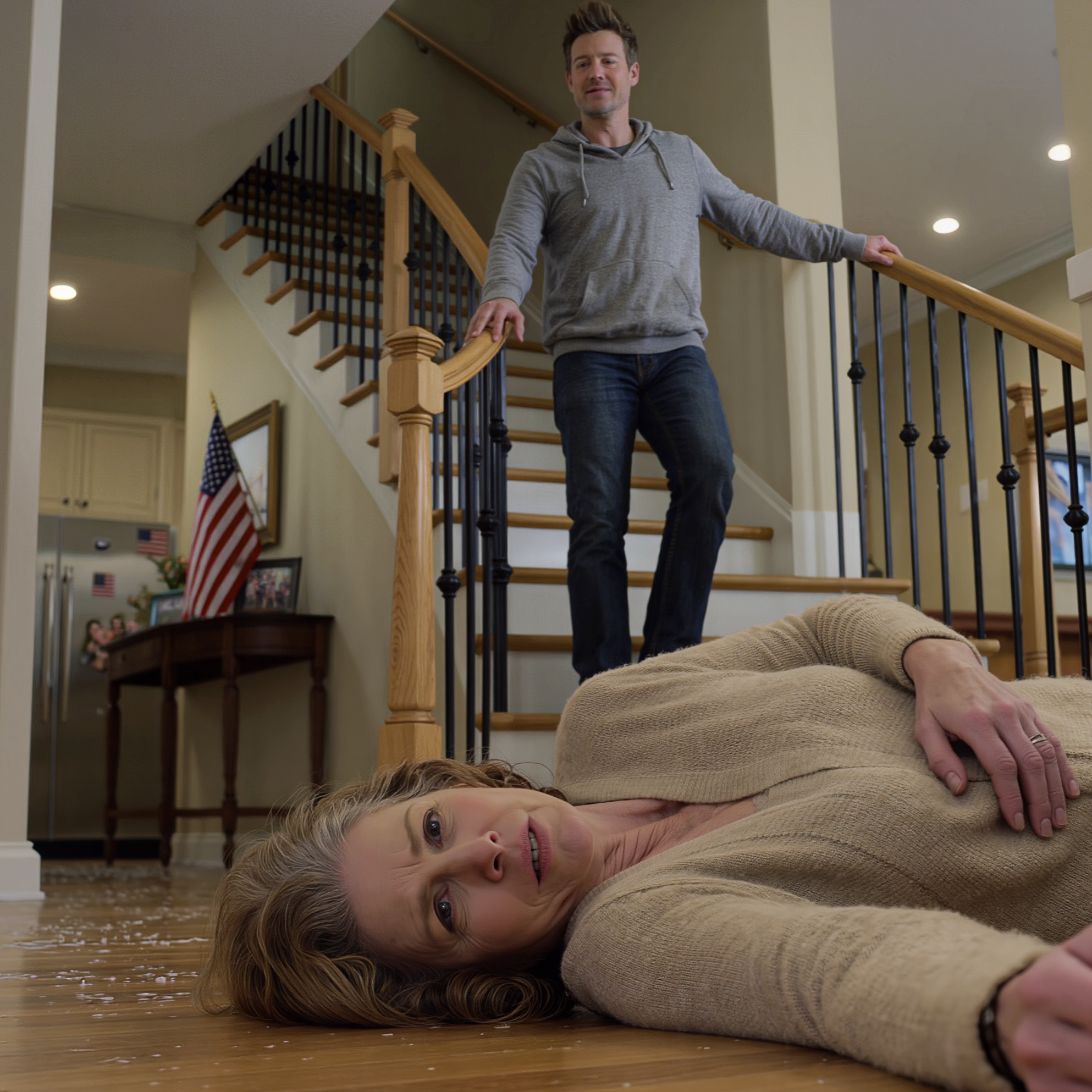 “Mom Fell Down the Stairs!” My Son Shouted at the Doctors — He Had No Idea I’d Quietly Turned on the Recorder in My Pocket Two Minutes Before Everything Happened, and Now the Truth is About to Set Me Free.